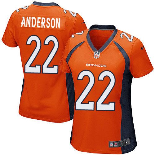 Nike Broncos #22 C.J. Anderson Orange Team Color Women's Stitched NFL New Elite Jersey - Click Image to Close